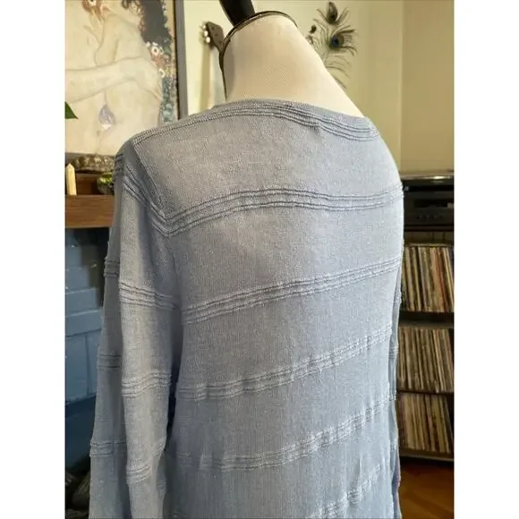 Soft Surroundings XL LINEN Vicose Gauze Cardigan Duster Light Blue Button Up - Picture 7 of 13